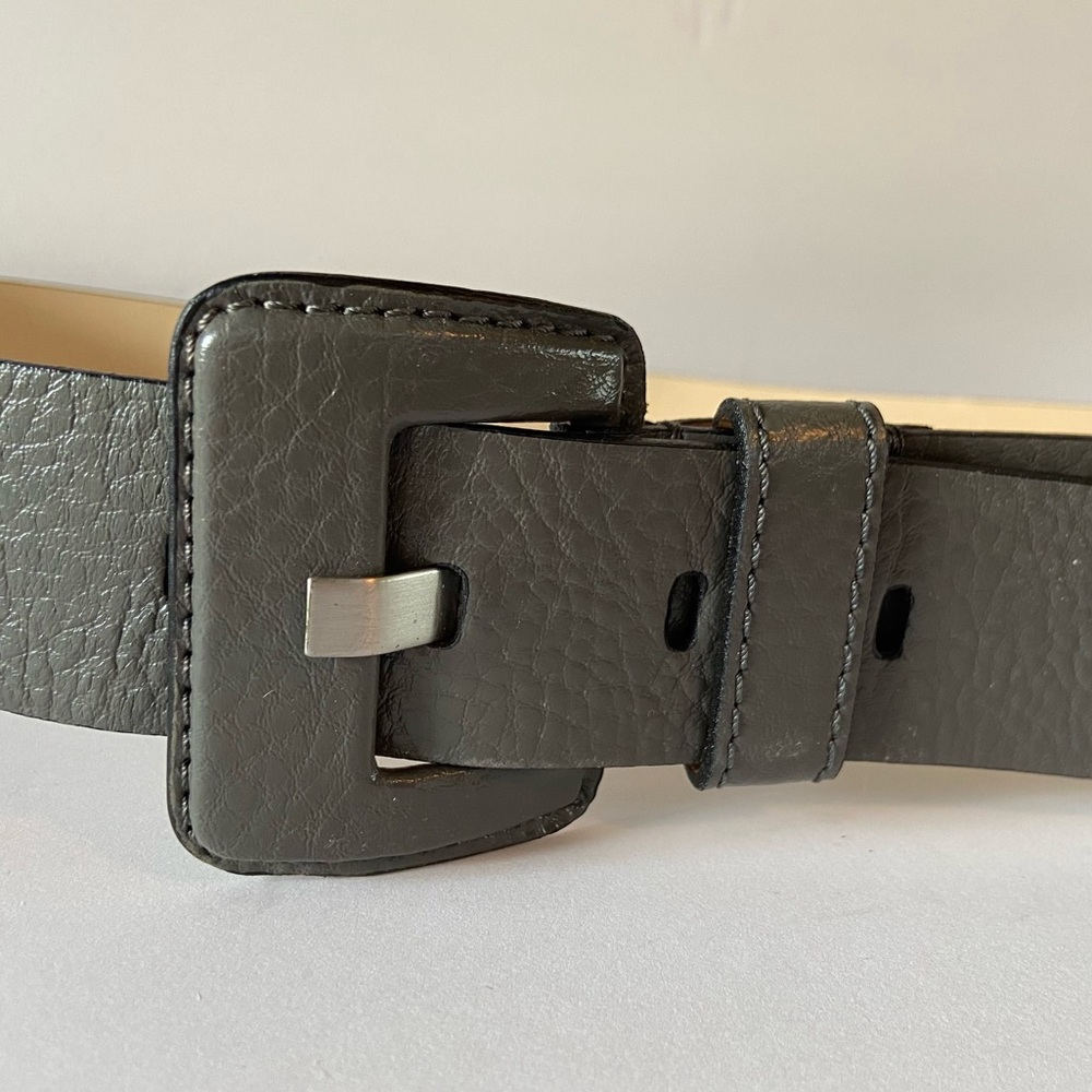 Banana Republic Charcoal Leather Belt with Silver Buckle